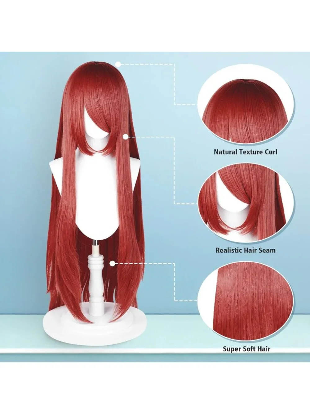 Women's Auburn 100 Cm Heat Resistant Universal Straight Costume Long Wigs